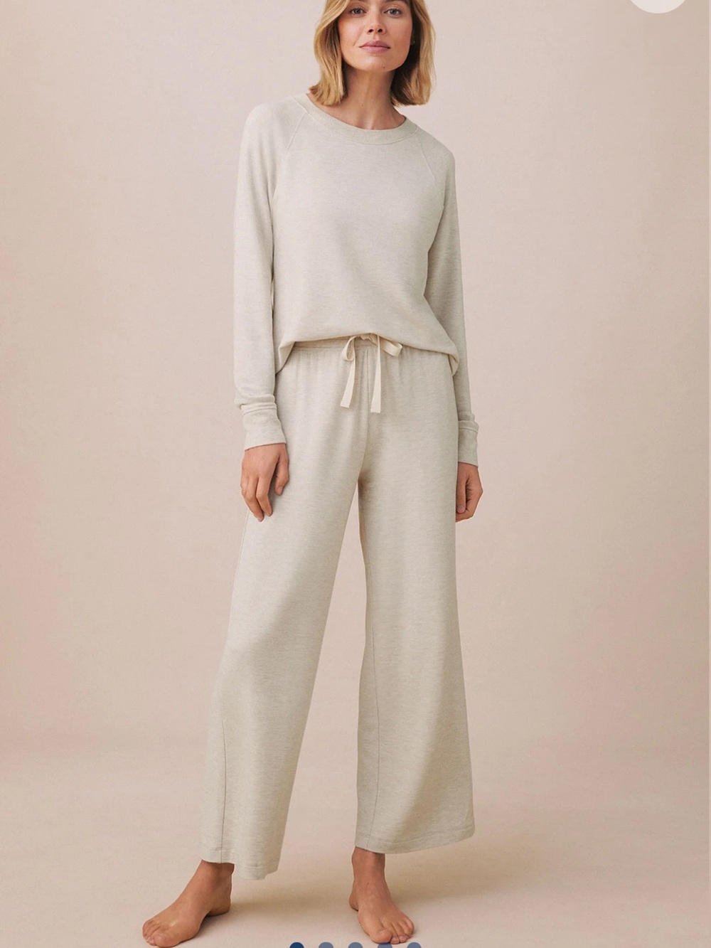 Relaxed Pajama Set in oat heather - French terry modal